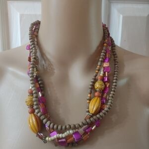 Multi colored multi strand necklace